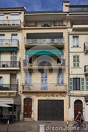 Cannes, France - June 16, 2021 - Quai Saint-Pierre street sunny morning in the Old Port of Cannes Editorial Stock Photo