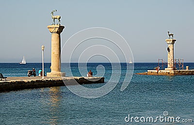 Old port on Rodos Stock Photo