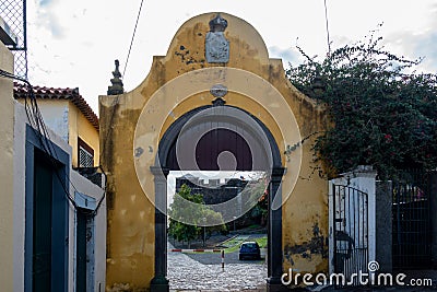 Old port to fort on hilltop in Funchal Stock Photo