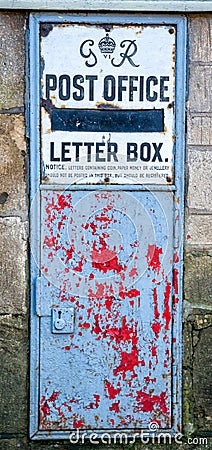 Old post box from the reign of George VI 1936 - 1952, Editorial Stock Photo