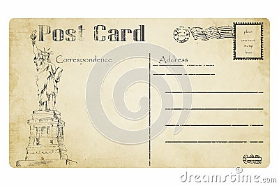 Old post card. Isolated on white background. Stock Photo