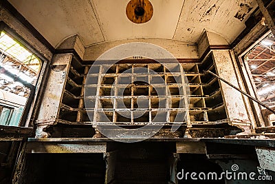 Old post coach interior Stock Photo