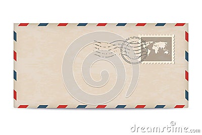 Old postage envelope with stamps Vector Illustration