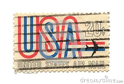 Old postage stamp from USA 21 cent Editorial Stock Photo