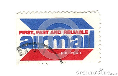 Old postage stamp from USA Airmail Editorial Stock Photo