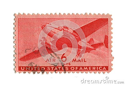 Old postage stamp from USA six cent Editorial Stock Photo