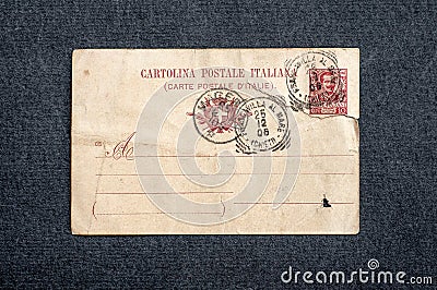 Old postcard on dark background Editorial Stock Photo