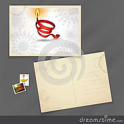 Old Postcard Design, Template Vector Illustration