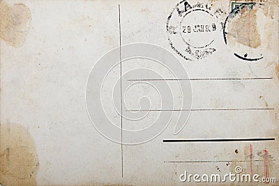 Old postcard, grunge paper with aging marks Editorial Stock Photo