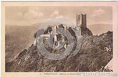 Old postcard between 1905-1920. Ribeauville Stock Photo