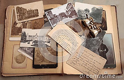 Old postcards,photos and correspondence Stock Photo