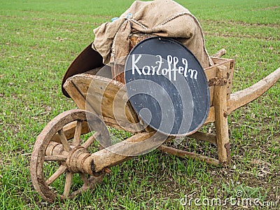 Old potato cart harvest time Stock Photo