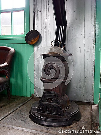 Old Potbellied Stove In Restored Train Car Editorial Stock Photo