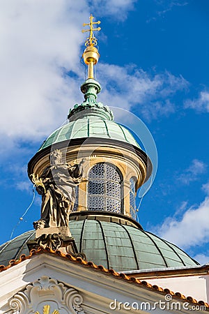 Old Prague, close-up on towers of The Strahov Monastery, Czech Republic Stock Photo