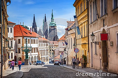 Old Prague street Editorial Stock Photo