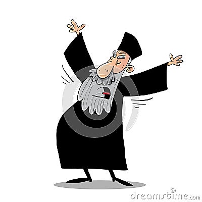 Old priest with long beard Vector Illustration