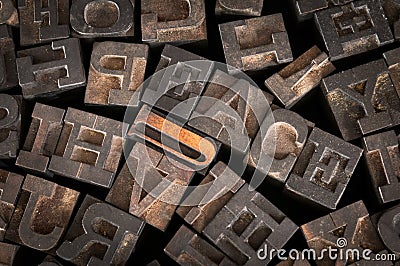 Old Printer Letters Spell out Peace Stock Photo