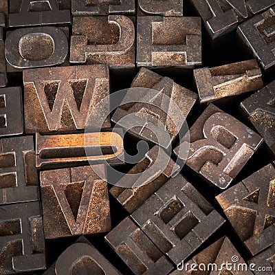 Old Printer Letters Spell out War Stock Photo