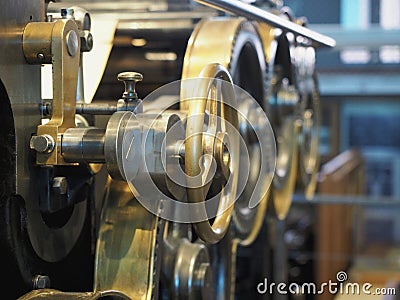 Old printing press. Ð¡lose up view Stock Photo