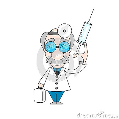 Old professional doctors. Vector Illustration