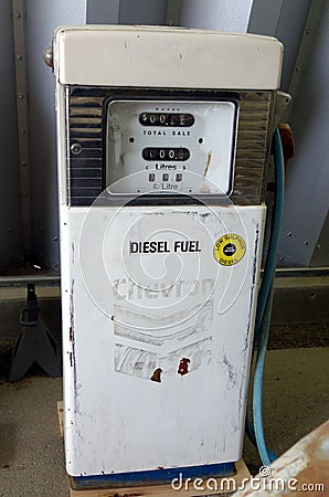 An old pump for diesel on display at whitehorse Editorial Stock Photo