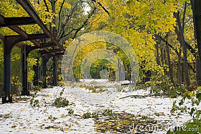 Old Putnam trail in Van Cortlandt Park Stock Photo