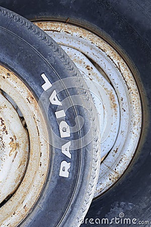 Old radial tires Stock Photo