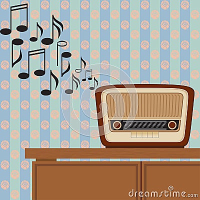 Old Radio Plays Music Vector Illustration