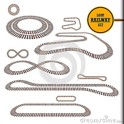 Old railroad loop set. Vector Illustration