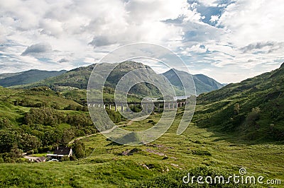 Old railway bridge Glenfinnan Viaduct in Scotland Stock Photo