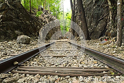 Old railway at the hellfire pass Burma-Thailand Stock Photo