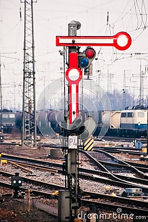 Old railway semaphore Stock Photo