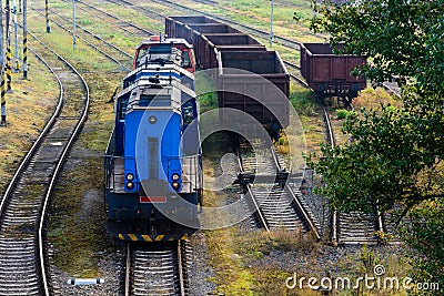 Old railway station in fog in Beroun Stock Photo