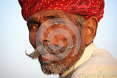 Old Rajasthani man in Jaisalmer, India Editorial Stock Photo