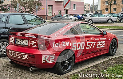 Old rare red Toyota Celica sporting car parked Editorial Stock Photo