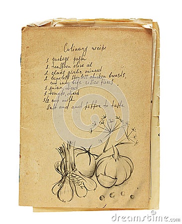 Old recipe book isolated Stock Photo