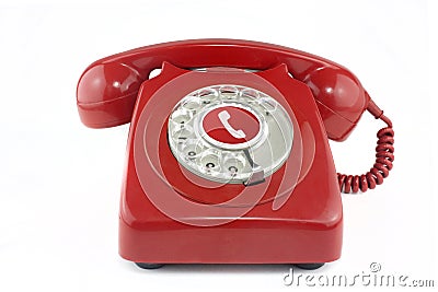 Old red 1970's telephone Stock Photo