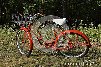 Re-conditioned old red bicycle Stock Photo