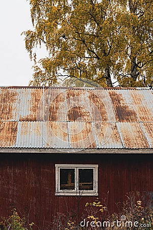 Old red building in Toten Stock Photo