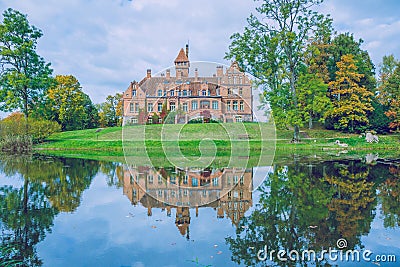 Old red castle in Lavia, Jaunmoku, 2015. Stock Photo