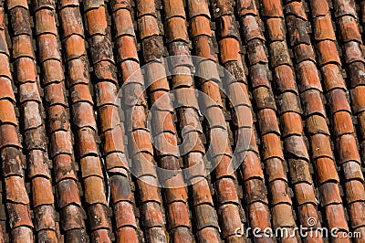 Old red clay roof tiles Stock Photo