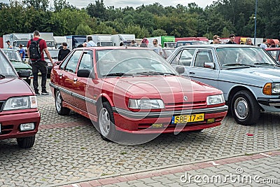 Old red French veteran youngtimer luxuty car Renault 25 Editorial Stock Photo