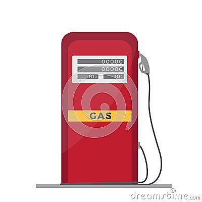 Old, red gas pump. Vector Illustration