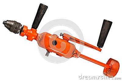 Old red hand drill Stock Photo