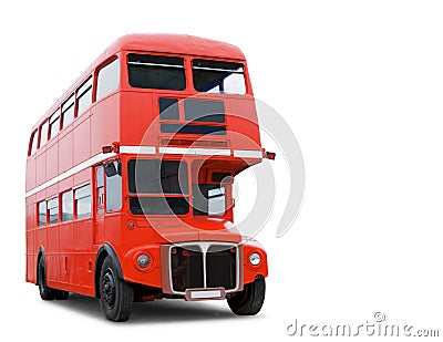 Old Red London Bus isolated Stock Photo