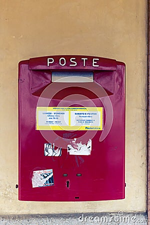 Old red postbox wall mounted Editorial Stock Photo