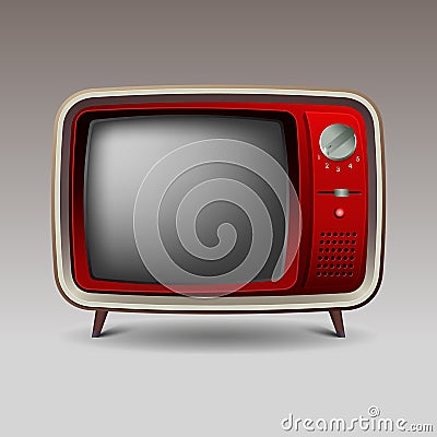 Old red retro television Vector Illustration