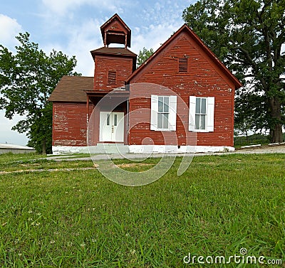 Old Red School House Stock Photo
