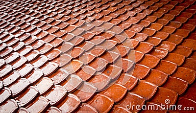 Old Red Tiles Roof Background Stock Photo