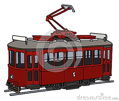 Old red tramway Vector Illustration